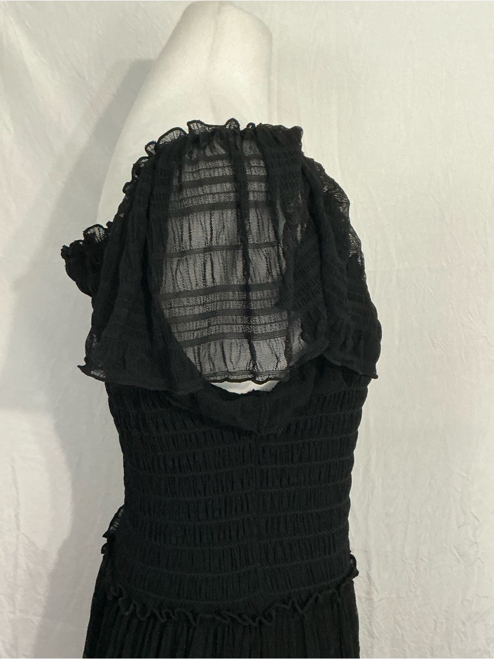 Max Studio Black Smocked Maxi Dress with Flutter Sleeves - Picture 6 of 15